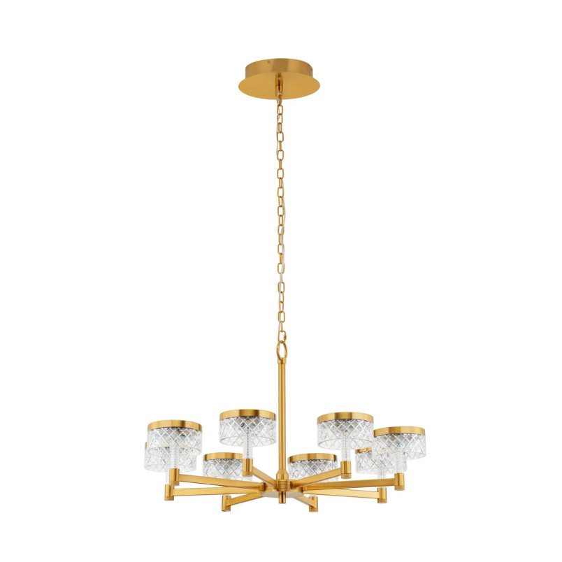 Żyrandol wiszący glamour Sedime 70cm LED 3000K złoty mosiądz / przeźroczysty akryl