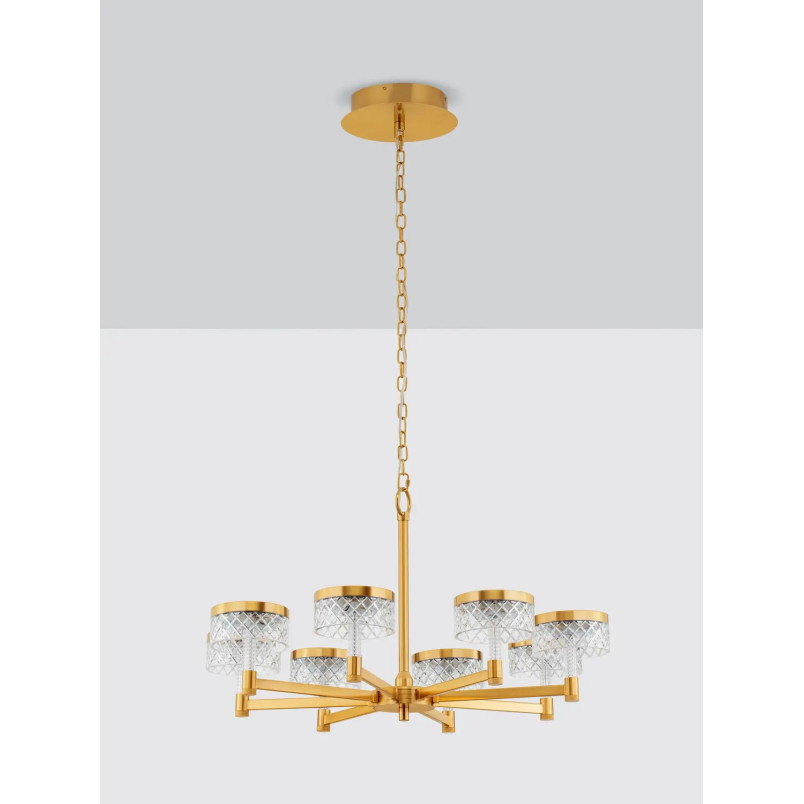 Żyrandol wiszący glamour Sedime 70cm LED 3000K złoty mosiądz / przeźroczysty akryl