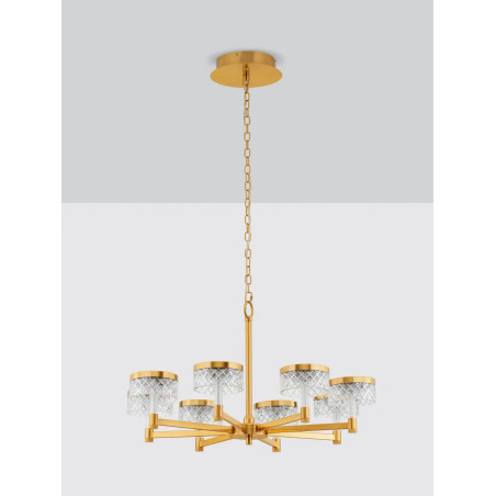 Żyrandol wiszący glamour Sedime 70cm LED 3000K złoty mosiądz / przeźroczysty akryl