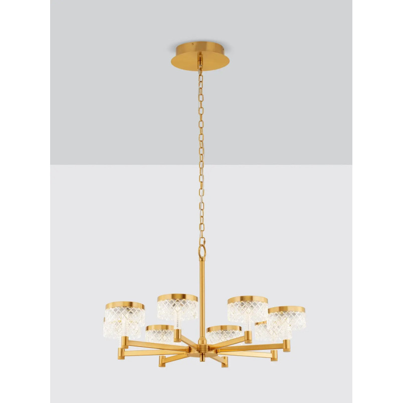 Żyrandol wiszący glamour Sedime 70cm LED 3000K złoty mosiądz / przeźroczysty akryl