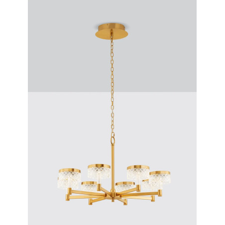 Żyrandol wiszący glamour Sedime 70cm LED 3000K złoty mosiądz / przeźroczysty akryl