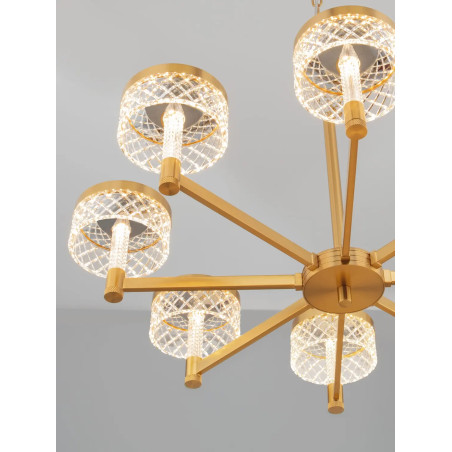 Żyrandol wiszący glamour Sedime 70cm LED 3000K złoty mosiądz / przeźroczysty akryl