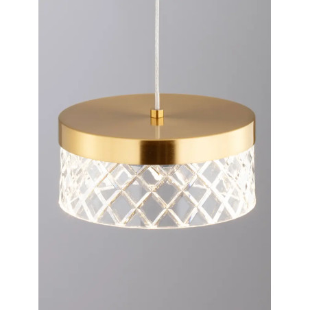Lampa wisząca glamour Sedime 15cm LED 3000K złoty mosiądz / przeźroczysty akryl