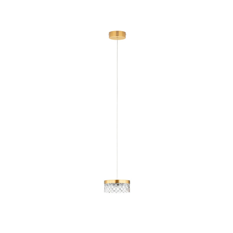 Lampa wisząca glamour Sedime 15cm LED 3000K złoty mosiądz / przeźroczysty akryl