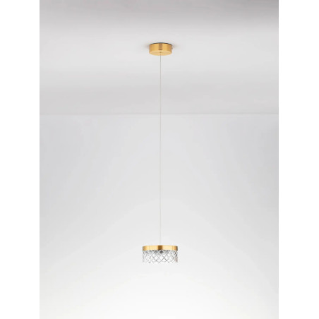 Lampa wisząca glamour Sedime 15cm LED 3000K złoty mosiądz / przeźroczysty akryl