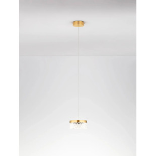 Lampa wisząca glamour Sedime 15cm LED 3000K złoty mosiądz / przeźroczysty akryl