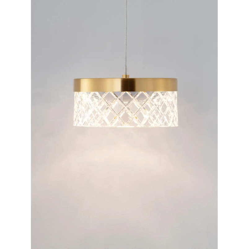 Lampa wisząca glamour Sedime 15cm LED 3000K złoty mosiądz / przeźroczysty akryl