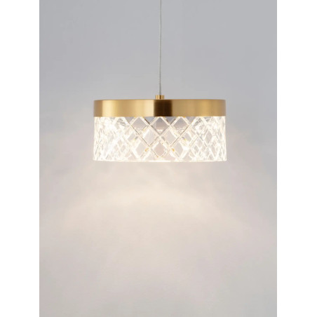 Lampa wisząca glamour Sedime 15cm LED 3000K złoty mosiądz / przeźroczysty akryl