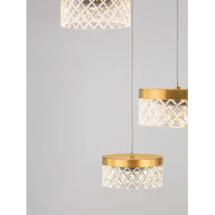 Lampa wisząca glamour 5 punktowa Sedime 50cm LED 3000K złoty mosiądz / przeźroczysty akryl