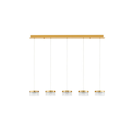Lampa wisząca glamour 5 punktowa na listwie Sedime 115cm LED 3000K złoty mosiądz / przeźroczysty akryl