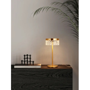 Lampa stołowa glamour Sedime LED 3000K złoty mosiądz / przeźroczysty akryl