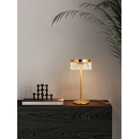 Lampa stołowa glamour Sedime LED 3000K złoty mosiądz / przeźroczysty akryl