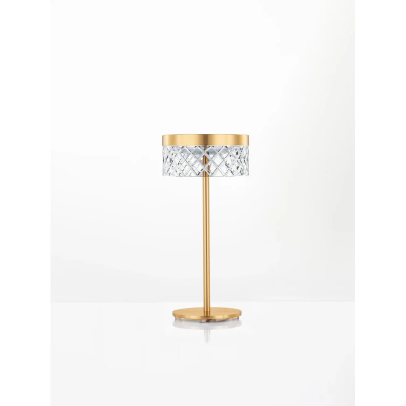 Lampa stołowa glamour Sedime LED 3000K złoty mosiądz / przeźroczysty akryl