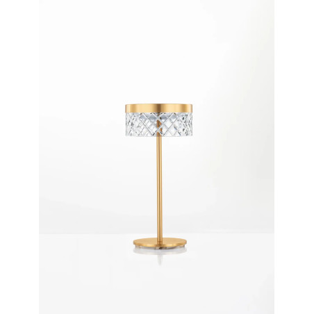 Lampa stołowa glamour Sedime LED 3000K złoty mosiądz / przeźroczysty akryl