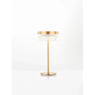 Lampa stołowa glamour Sedime LED 3000K złoty mosiądz / przeźroczysty akryl