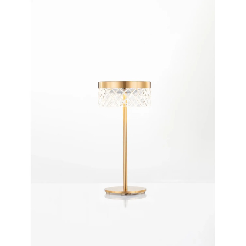 Lampa stołowa glamour Sedime LED 3000K złoty mosiądz / przeźroczysty akryl