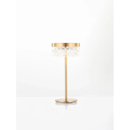 Lampa stołowa glamour Sedime LED 3000K złoty mosiądz / przeźroczysty akryl