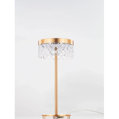 Lampa stołowa glamour Sedime LED 3000K złoty mosiądz / przeźroczysty akryl