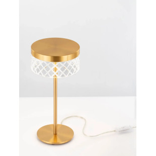 Lampa stołowa glamour Sedime LED 3000K złoty mosiądz / przeźroczysty akryl