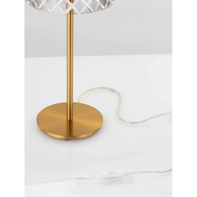 Lampa stołowa glamour Sedime LED 3000K złoty mosiądz / przeźroczysty akryl
