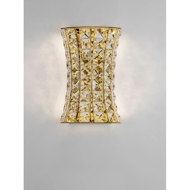 Kinkiet kryształowy Esaro H28cm LED 3500K platynowe złoto / przeźroczysty