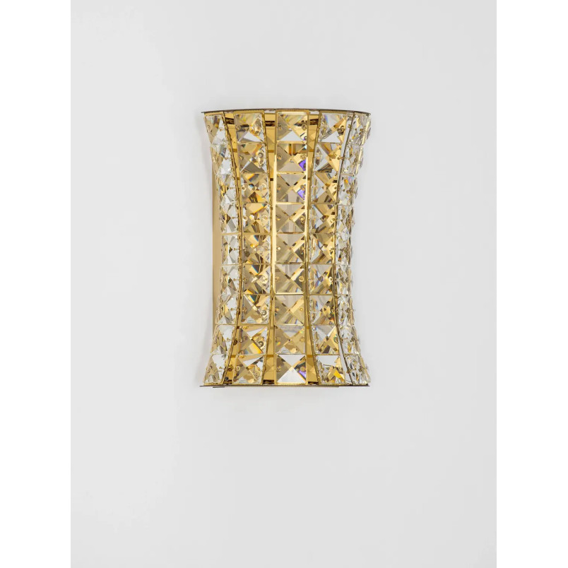 Kinkiet kryształowy Esaro H28cm LED 3500K platynowe złoto / przeźroczysty