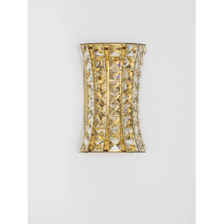 Kinkiet kryształowy Esaro H28cm LED 3500K platynowe złoto / przeźroczysty