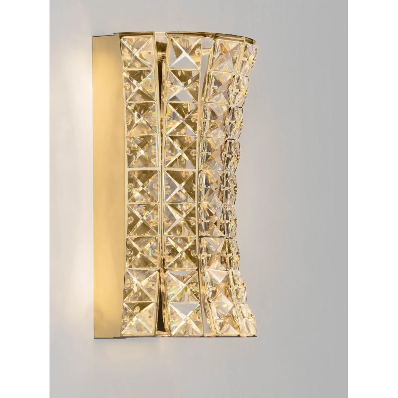 Kinkiet kryształowy Esaro H28cm LED 3500K platynowe złoto / przeźroczysty