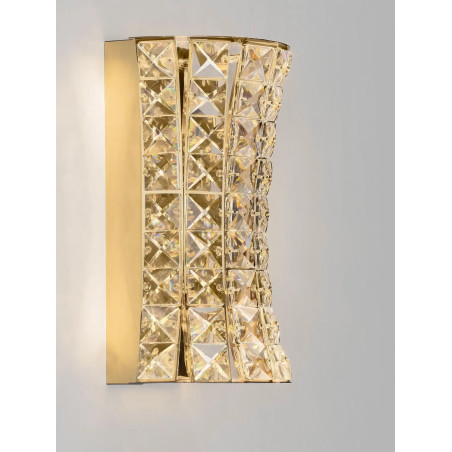 Kinkiet kryształowy Esaro H28cm LED 3500K platynowe złoto / przeźroczysty