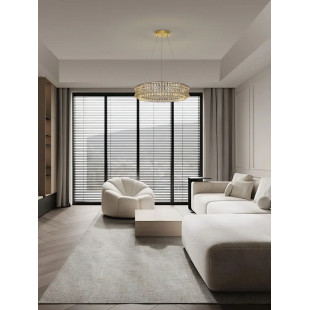 Lampa wisząca kryształowa - okrągła Esaro 80cm LED 3500K platynowe złoto / przeźroczysty