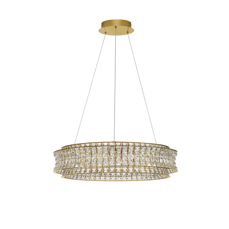Lampa wisząca kryształowa - okrągła Esaro 80cm LED 3500K platynowe złoto / przeźroczysty