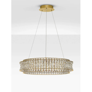 Lampa wisząca kryształowa - okrągła Esaro 80cm LED 3500K platynowe złoto / przeźroczysty