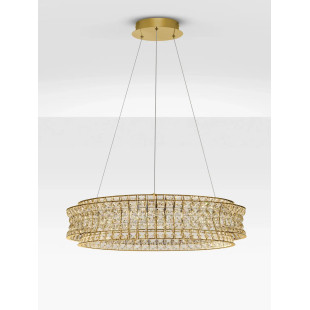 Lampa wisząca kryształowa - okrągła Esaro 80cm LED 3500K platynowe złoto / przeźroczysty