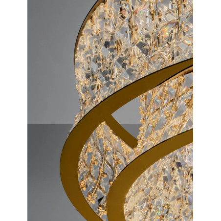 Lampa wisząca kryształowa - okrągła Esaro 80cm LED 3500K platynowe złoto / przeźroczysty