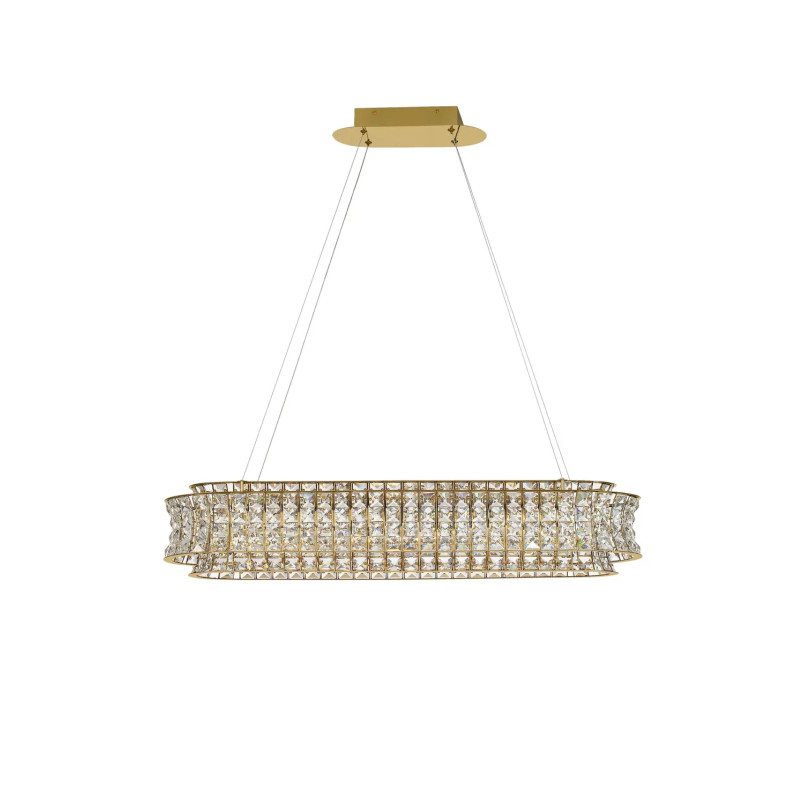 Lampa wisząca kryształowa - owalna Esaro 100cm LED 3500K platynowe złoto / przeźroczysty