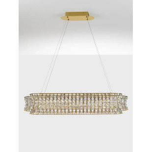 Lampa wisząca kryształowa - owalna Esaro 100cm LED 3500K platynowe złoto / przeźroczysty