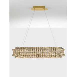 Lampa wisząca kryształowa - owalna Esaro 100cm LED 3500K platynowe złoto / przeźroczysty