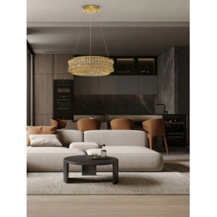 Lampa wisząca kryształowa - okrągła Esaro 60cm LED 3500K platynowe złoto / przeźroczysty