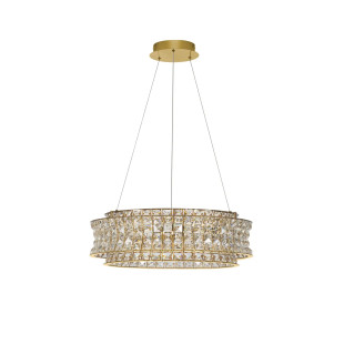 Lampa wisząca kryształowa - okrągła Esaro 60cm LED 3500K platynowe złoto / przeźroczysty