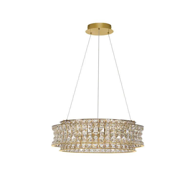 Lampa wisząca kryształowa - okrągła Esaro 60cm LED 3500K platynowe złoto / przeźroczysty