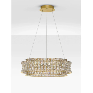Lampa wisząca kryształowa - okrągła Esaro 60cm LED 3500K platynowe złoto / przeźroczysty