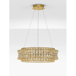 Lampa wisząca kryształowa - okrągła Esaro 60cm LED 3500K platynowe złoto / przeźroczysty