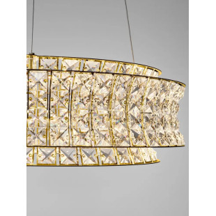 Lampa wisząca kryształowa - okrągła Esaro 60cm LED 3500K platynowe złoto / przeźroczysty