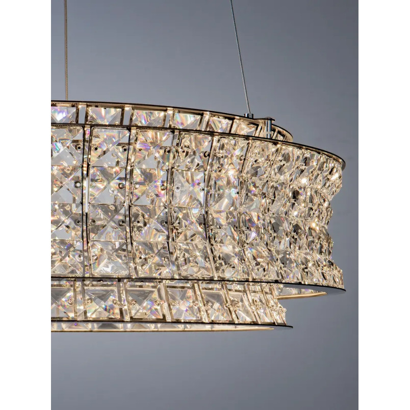 Lampa wisząca kryształowa - okrągła Esaro 60cm LED 3500K chrom / przeźroczysty