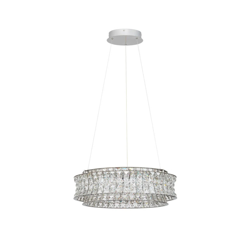 Lampa wisząca kryształowa - okrągła Esaro 60cm LED 3500K chrom / przeźroczysty