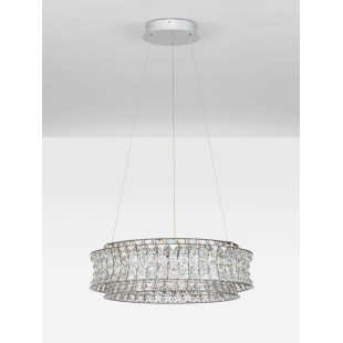 Lampa wisząca kryształowa - okrągła Esaro 60cm LED 3500K chrom / przeźroczysty