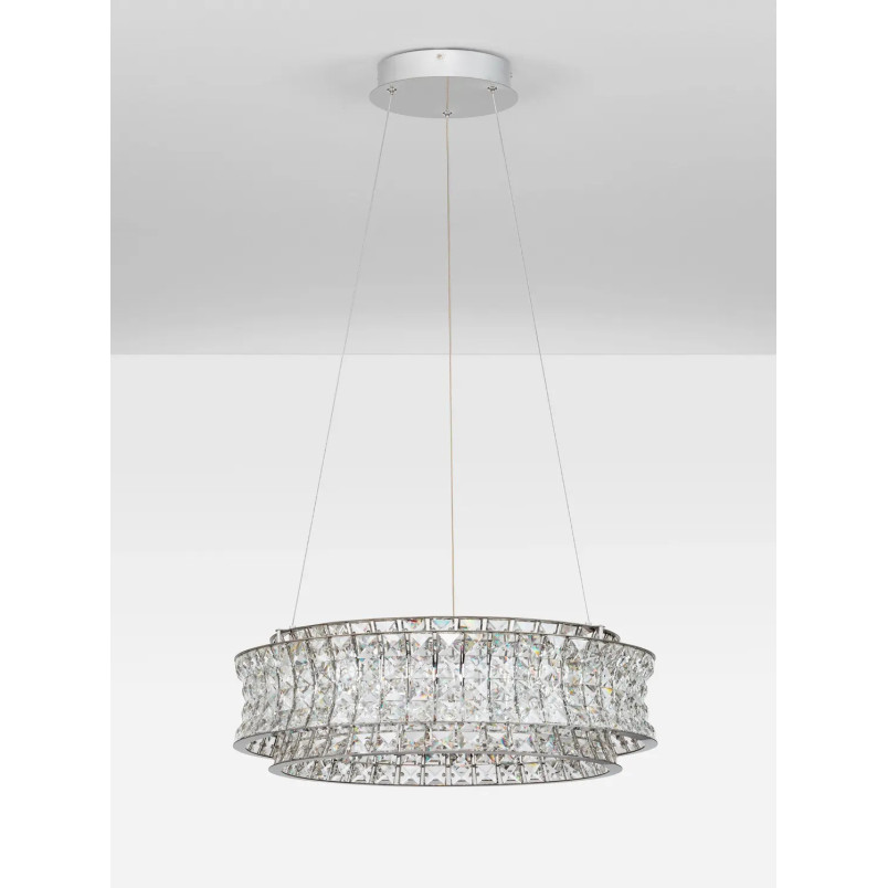 Lampa wisząca kryształowa - okrągła Esaro 60cm LED 3500K chrom / przeźroczysty