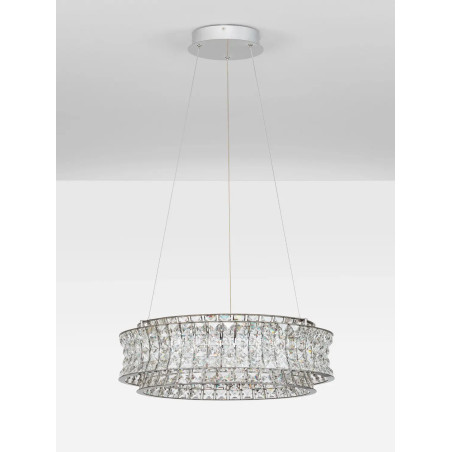 Lampa wisząca kryształowa - okrągła Esaro 60cm LED 3500K chrom / przeźroczysty