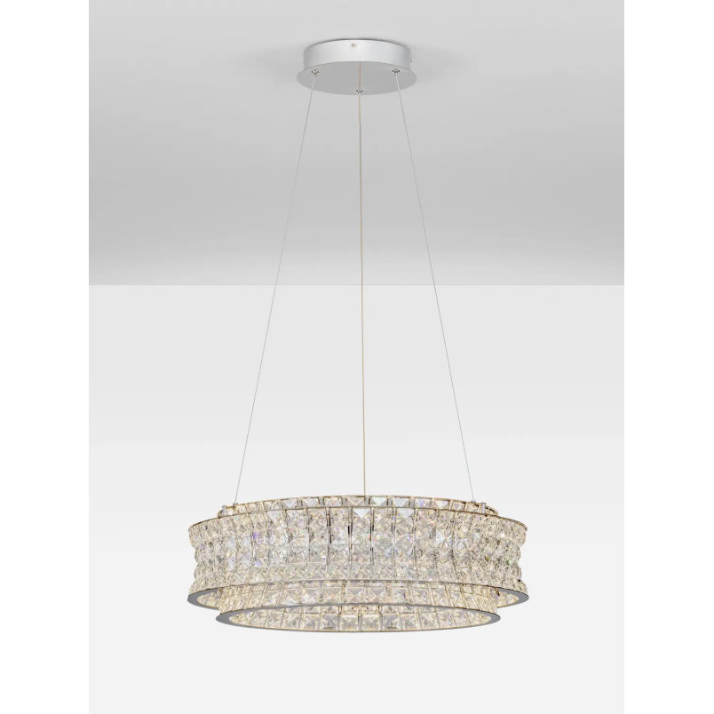 Lampa wisząca kryształowa - okrągła Esaro 60cm LED 3500K chrom / przeźroczysty