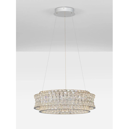 Lampa wisząca kryształowa - okrągła Esaro 60cm LED 3500K chrom / przeźroczysty
